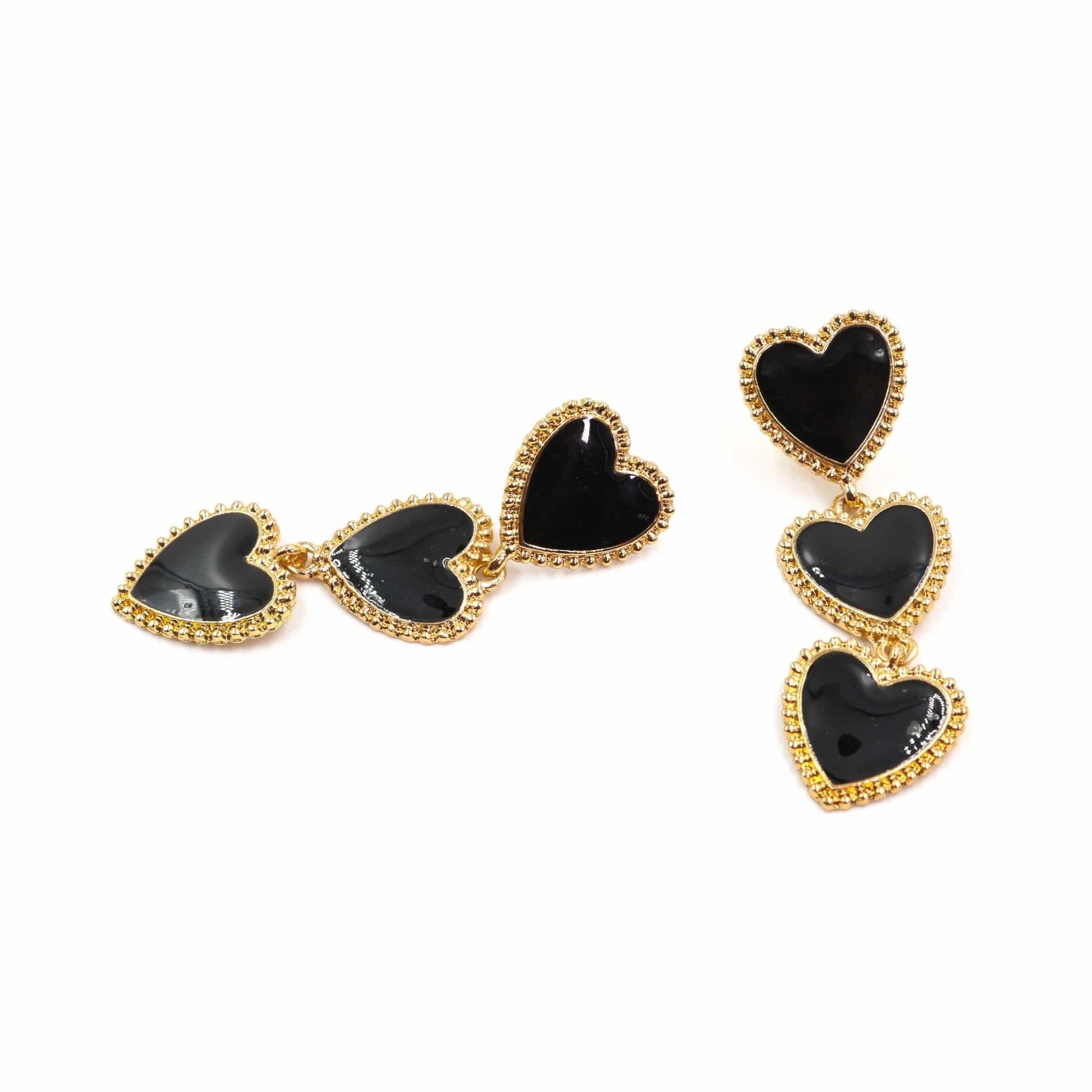 The Bullish Store Women's Dark Heart Drop Earrings in Black - black