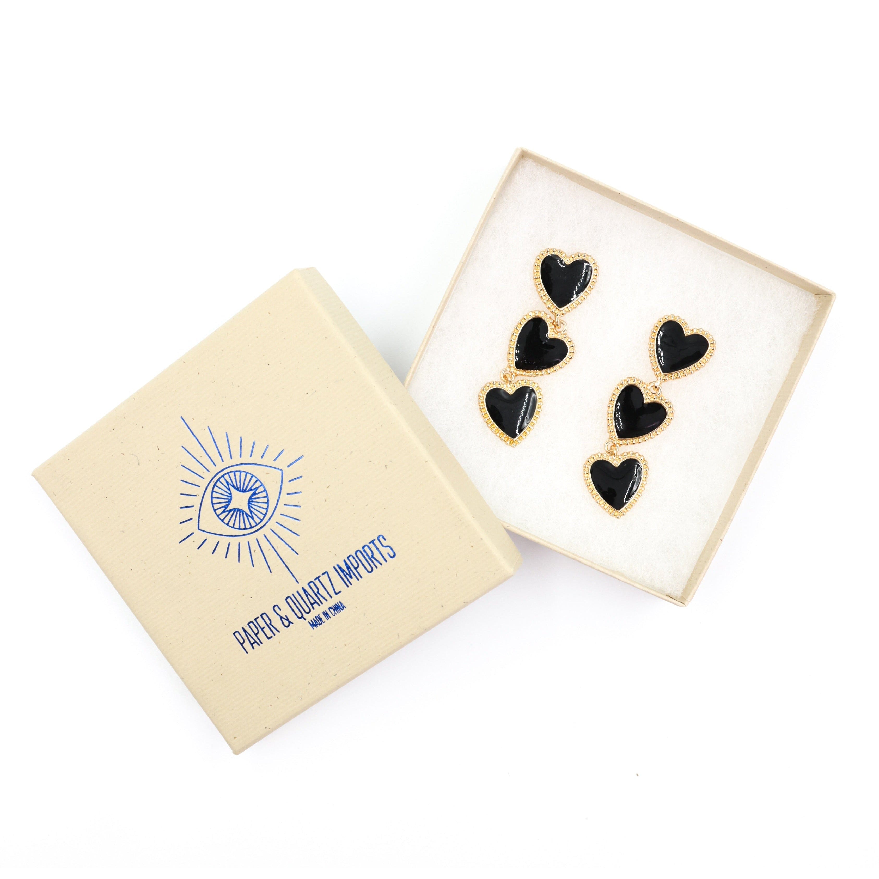 The Bullish Store Women's Dark Heart Drop Earrings in Black - black