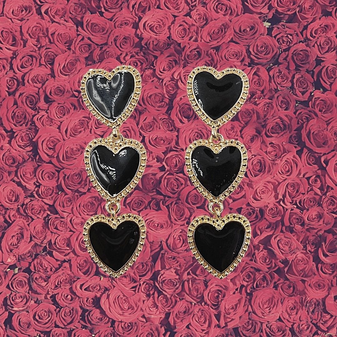 The Bullish Store Women's Dark Heart Drop Earrings in Black - black