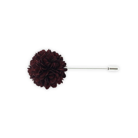SquareGuard Men's Burgundy Linen Petal Lapel Pin - burgundy