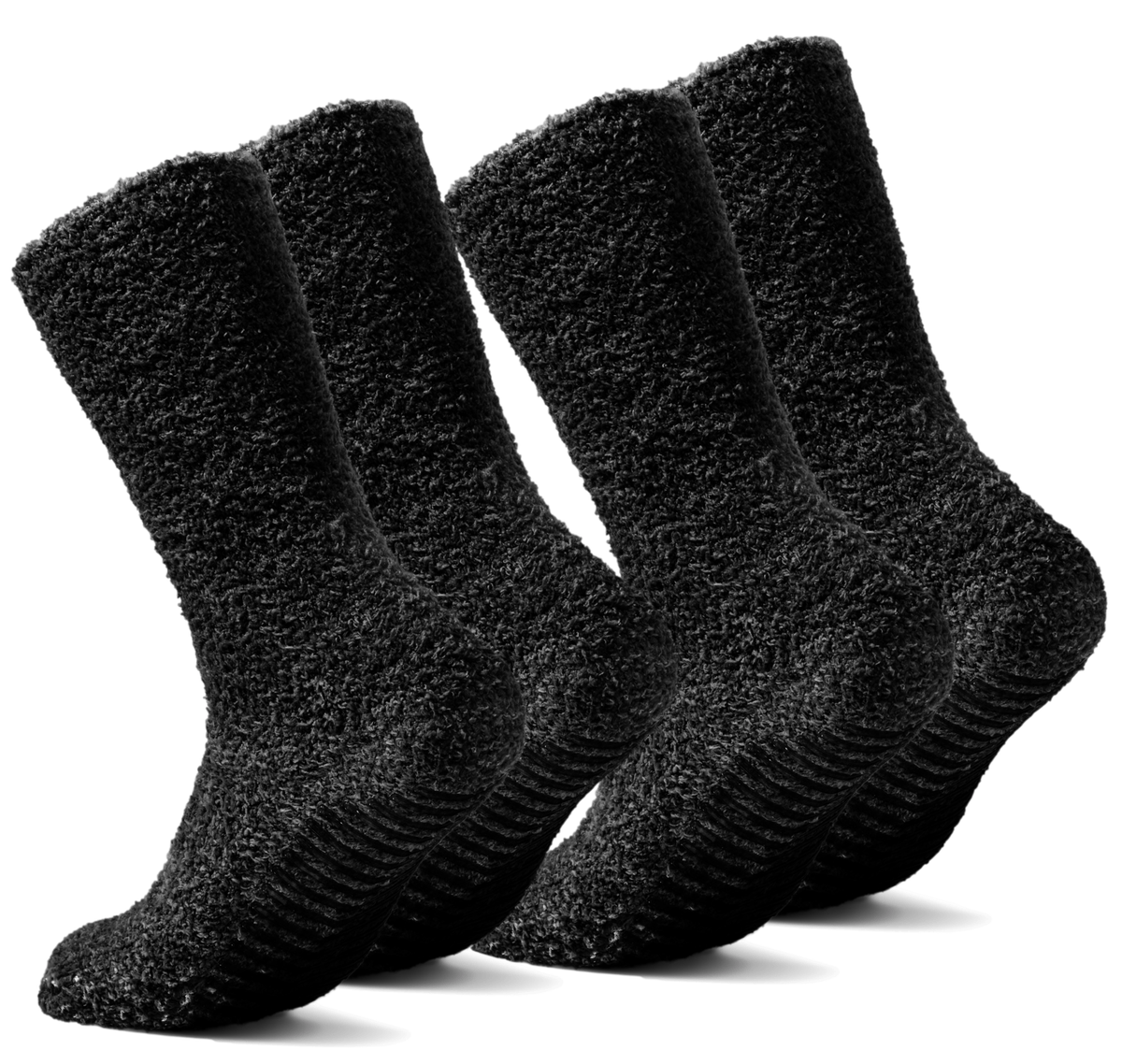 Gripjoy Socks Men's Dark Grey Fuzzy Socks with Grips for Men (2 Pair P