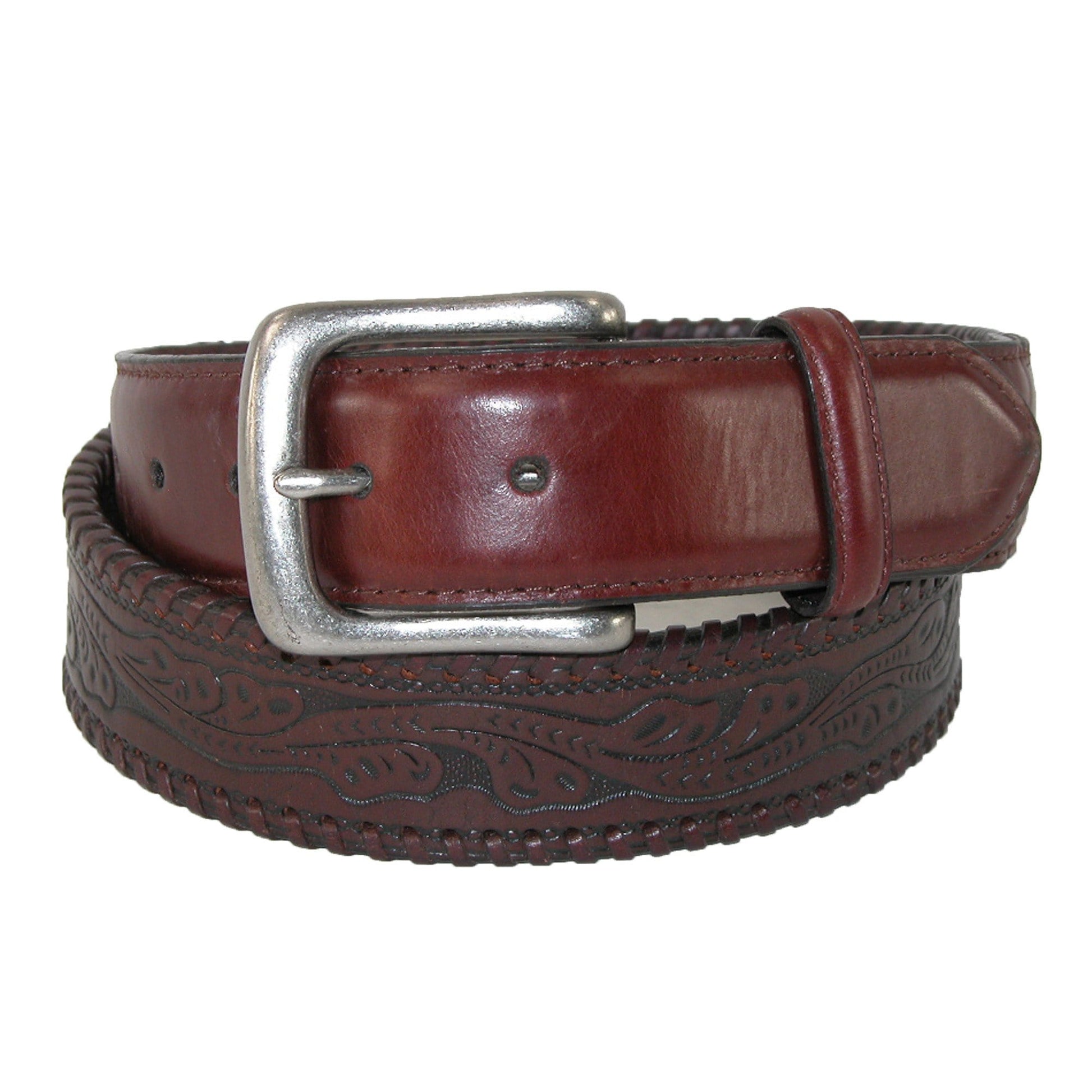 Roper Mens Leather Oil Tanned Embossed Western Belt - Roper Mens Leather Oil Tanned Embossed Western Belt, 44, Brown