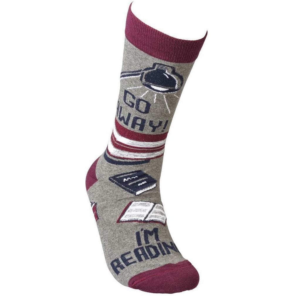 The Bullish Store Go Away! I'm Reading Novelty Socks - grey