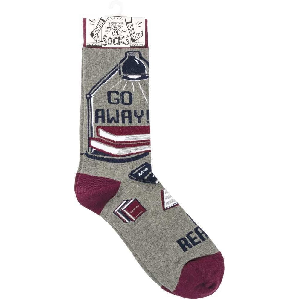 The Bullish Store Go Away! I'm Reading Novelty Socks - grey