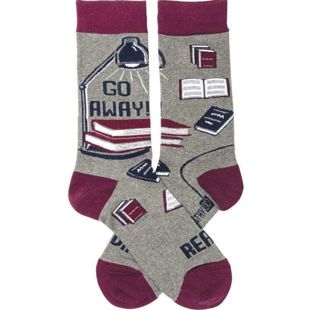 The Bullish Store Go Away! I'm Reading Novelty Socks - grey