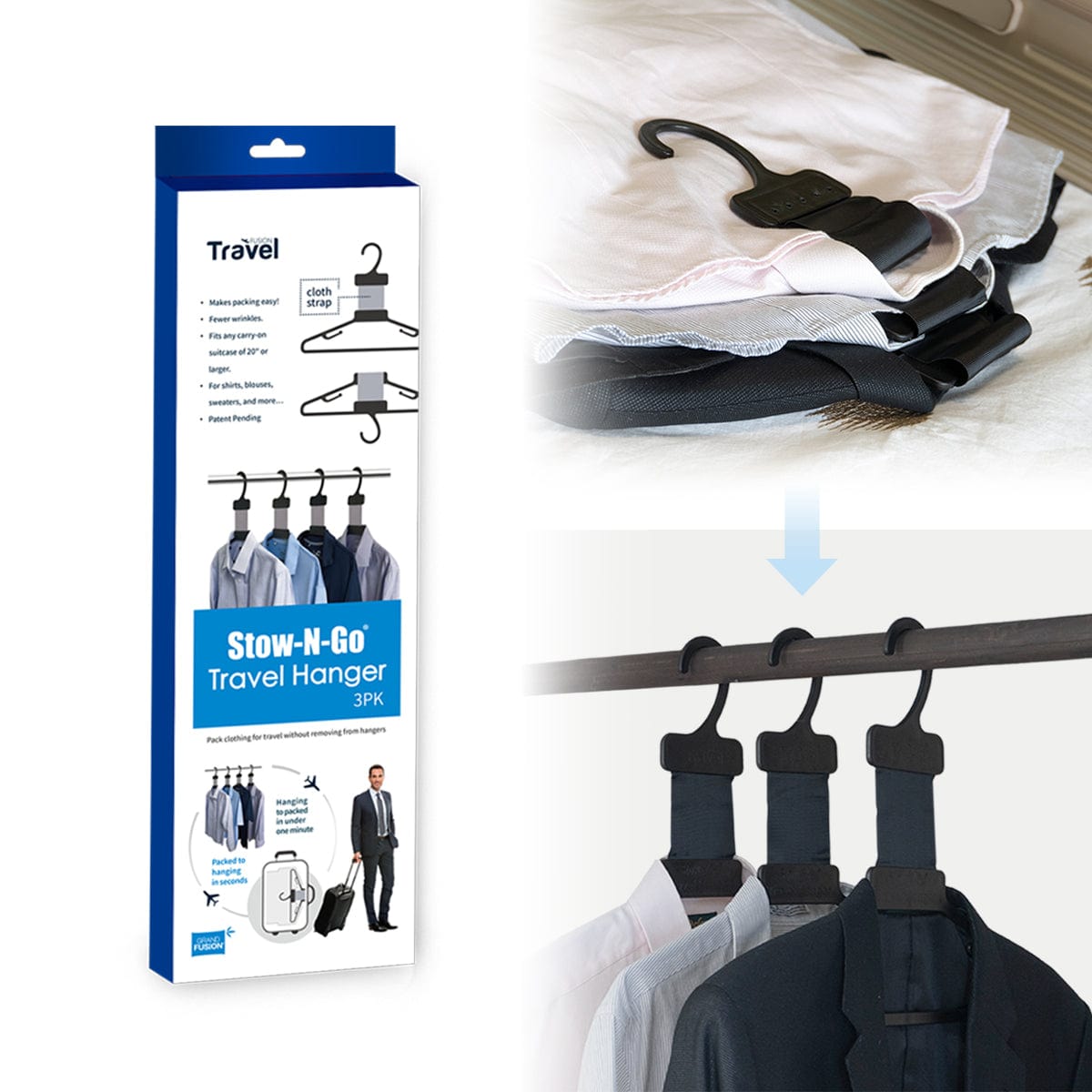 Grand Fusion Housewares, LLC Stow-N-Go® Folding Travel Hanger (3 pack Set) - 1 pack