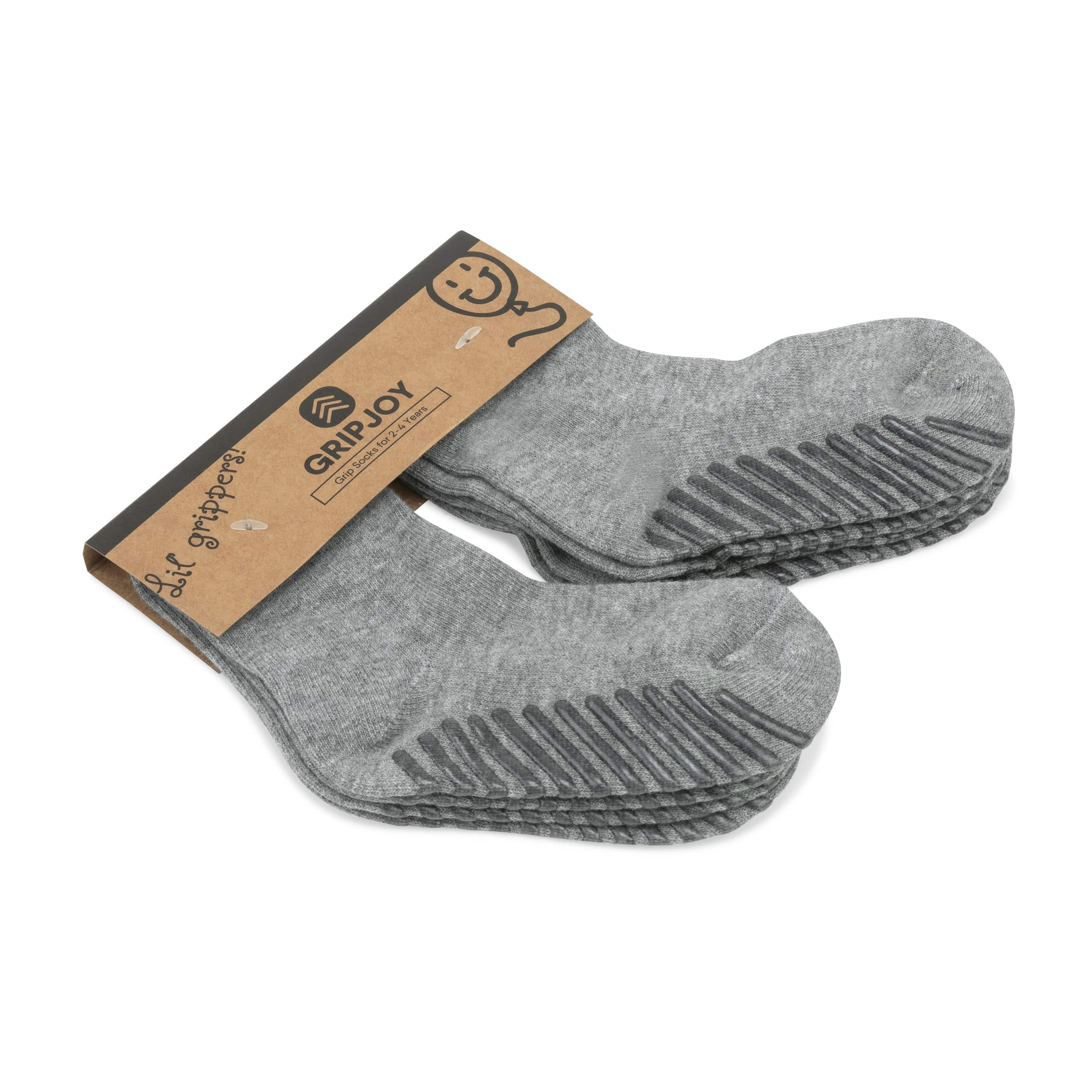 Gripjoy Socks Toddlers Kids Light Grey Grip Socks 4 pairs