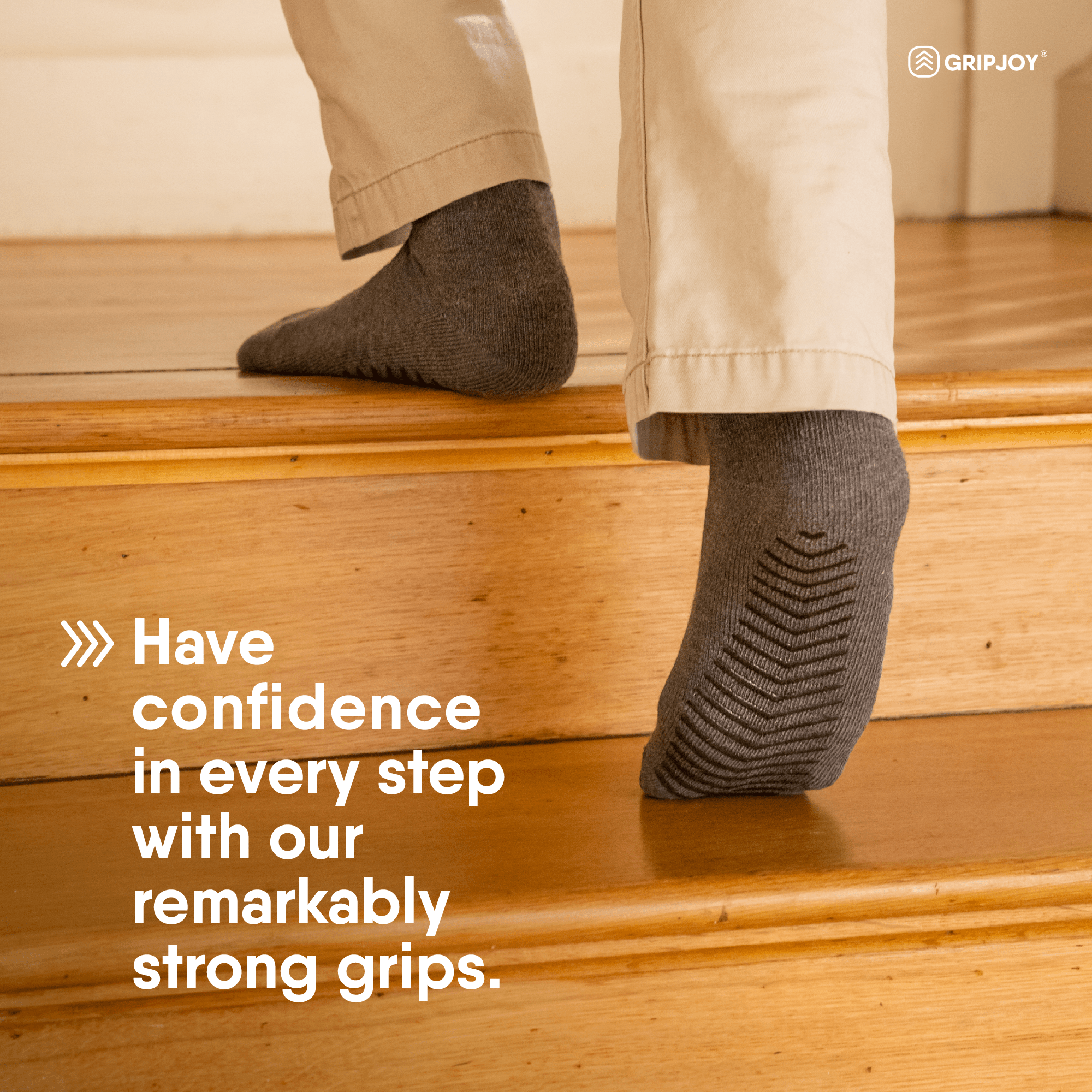 Gripjoy Socks Men's Black/Grey Diabetic Socks with Grippers (3 Pairs) - grey