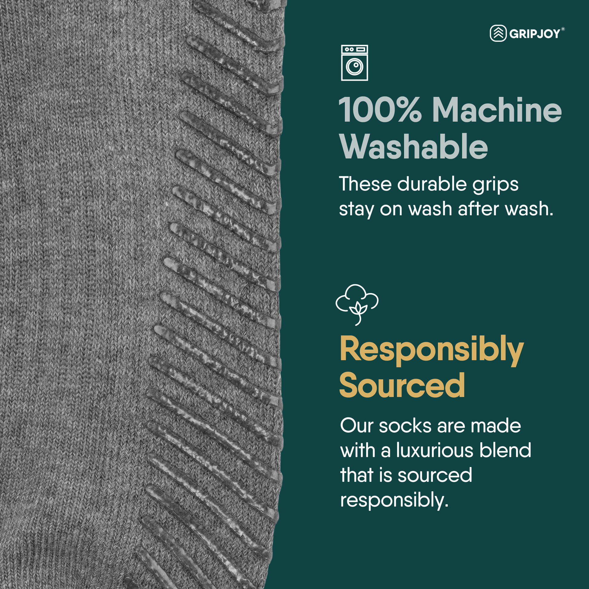 Gripjoy Socks Men's Black/Grey Diabetic Socks with Grippers (3 Pairs) - grey