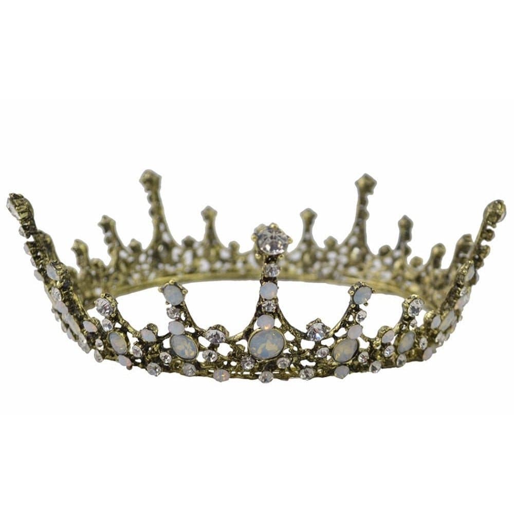 The Bullish Store Women's Moonlight Ice Queen Opal Crown Tiara in Silver or Gold - champagne gold