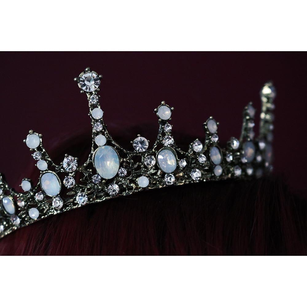 The Bullish Store Women's Moonlight Ice Queen Opal Crown Tiara in Silver or Gold - champagne gold