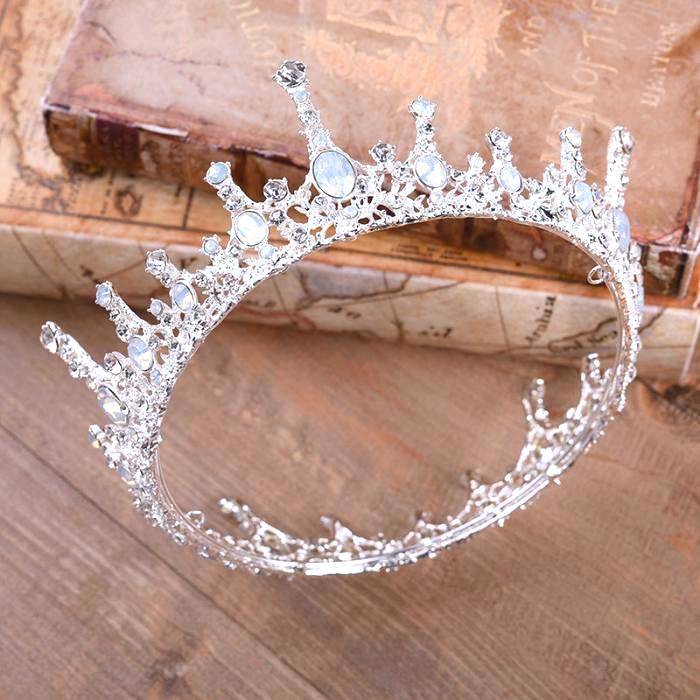 The Bullish Store Women's Moonlight Ice Queen Opal Crown Tiara in Silver or Gold - silver