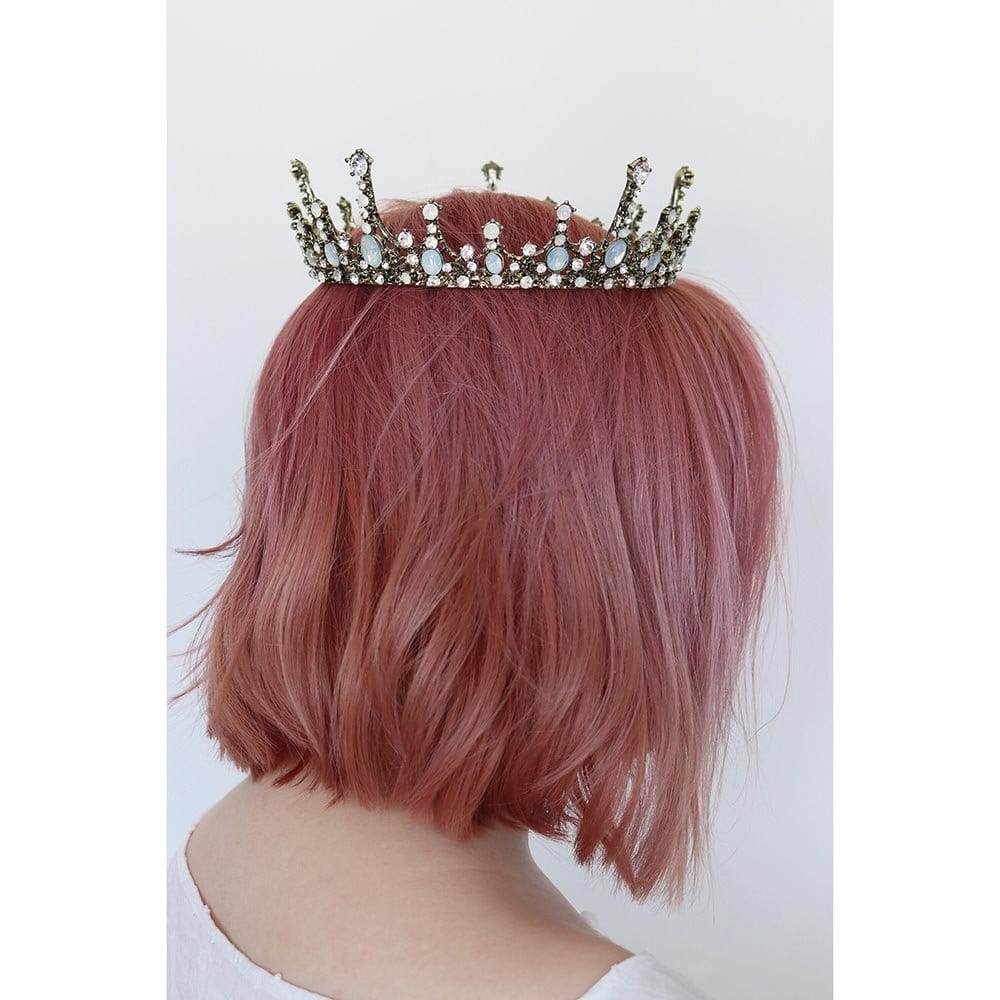 The Bullish Store Women's Moonlight Ice Queen Opal Crown Tiara in Silver or Gold - champagne gold