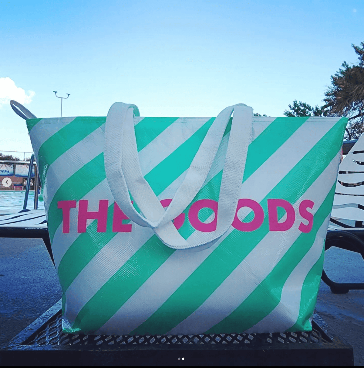 The Bullish Store Cooler Insulated Tote Bag in Green and White Stripes - green