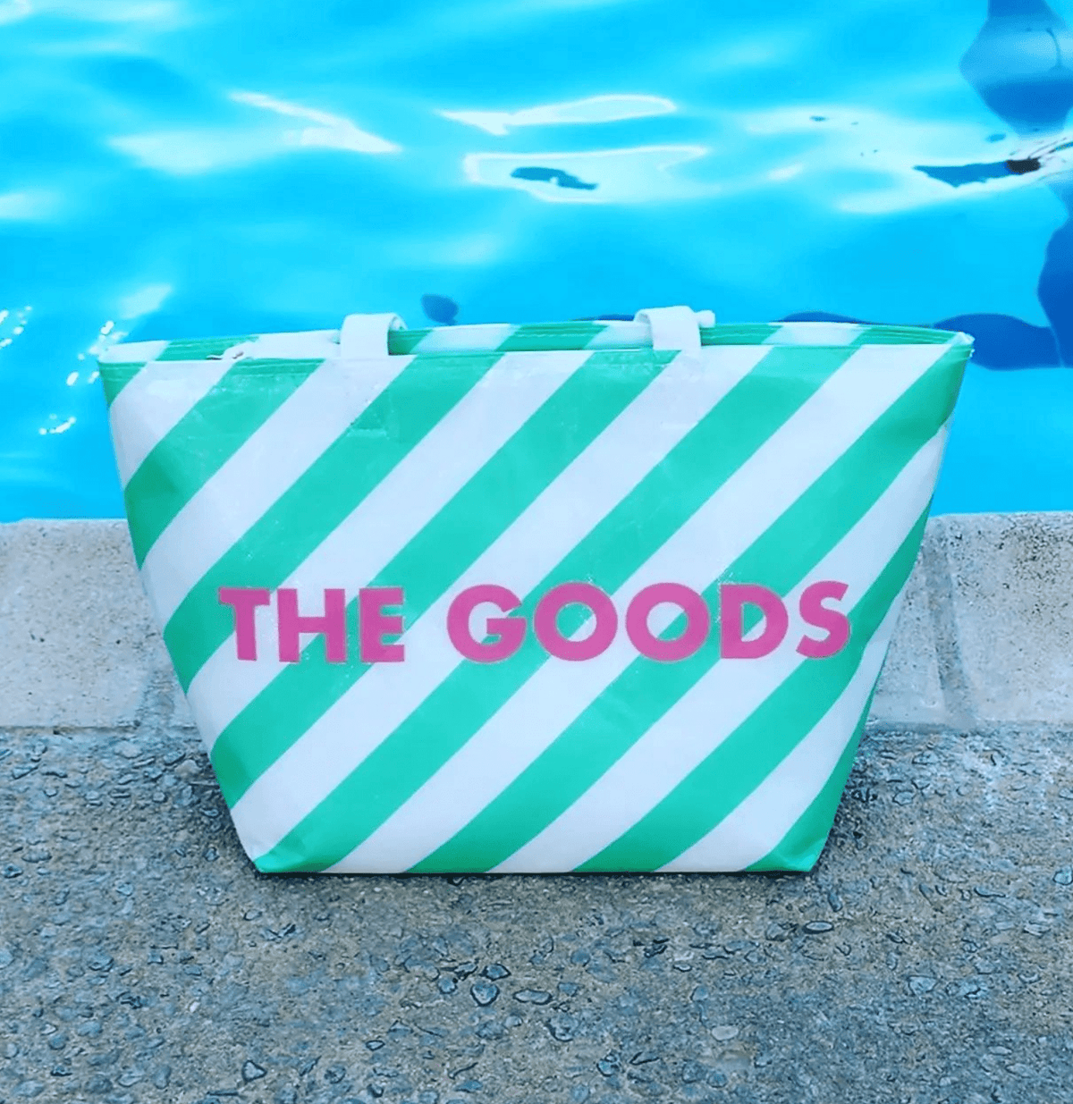 The Bullish Store Cooler Insulated Tote Bag in Green and White Stripes - green