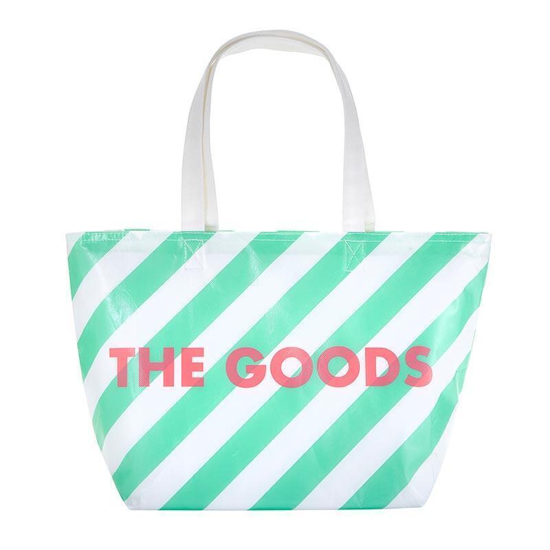 The Bullish Store Cooler Insulated Tote Bag in Green and White Stripes - green