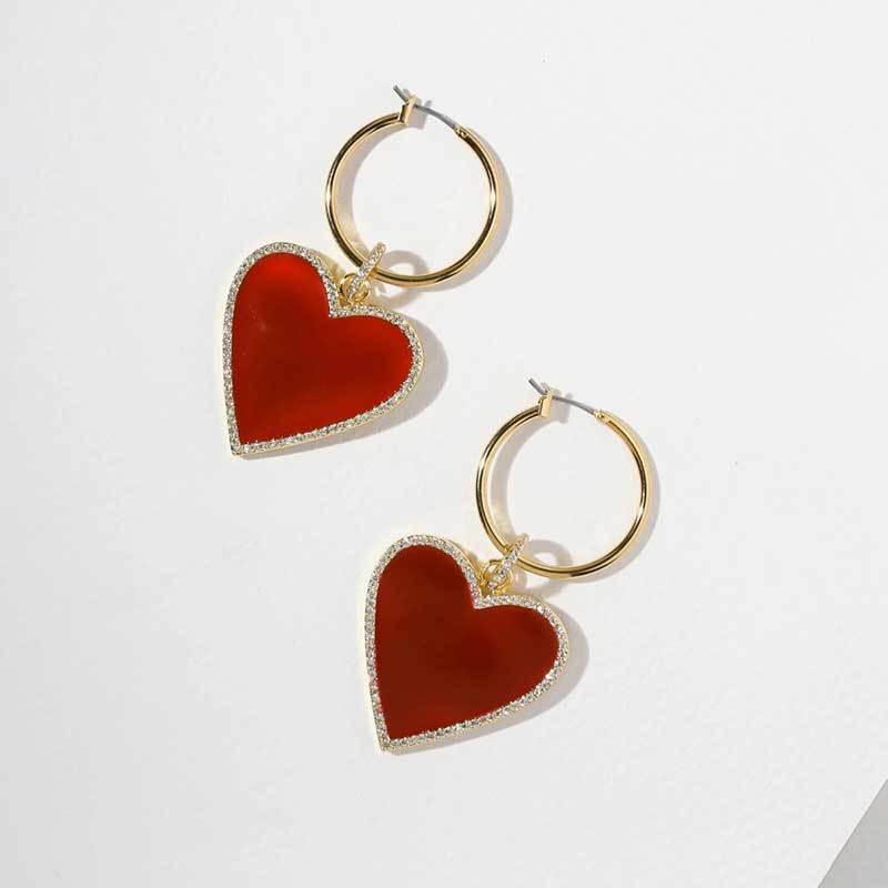Red Heart 05 Gold Drop Earrings  Claires US