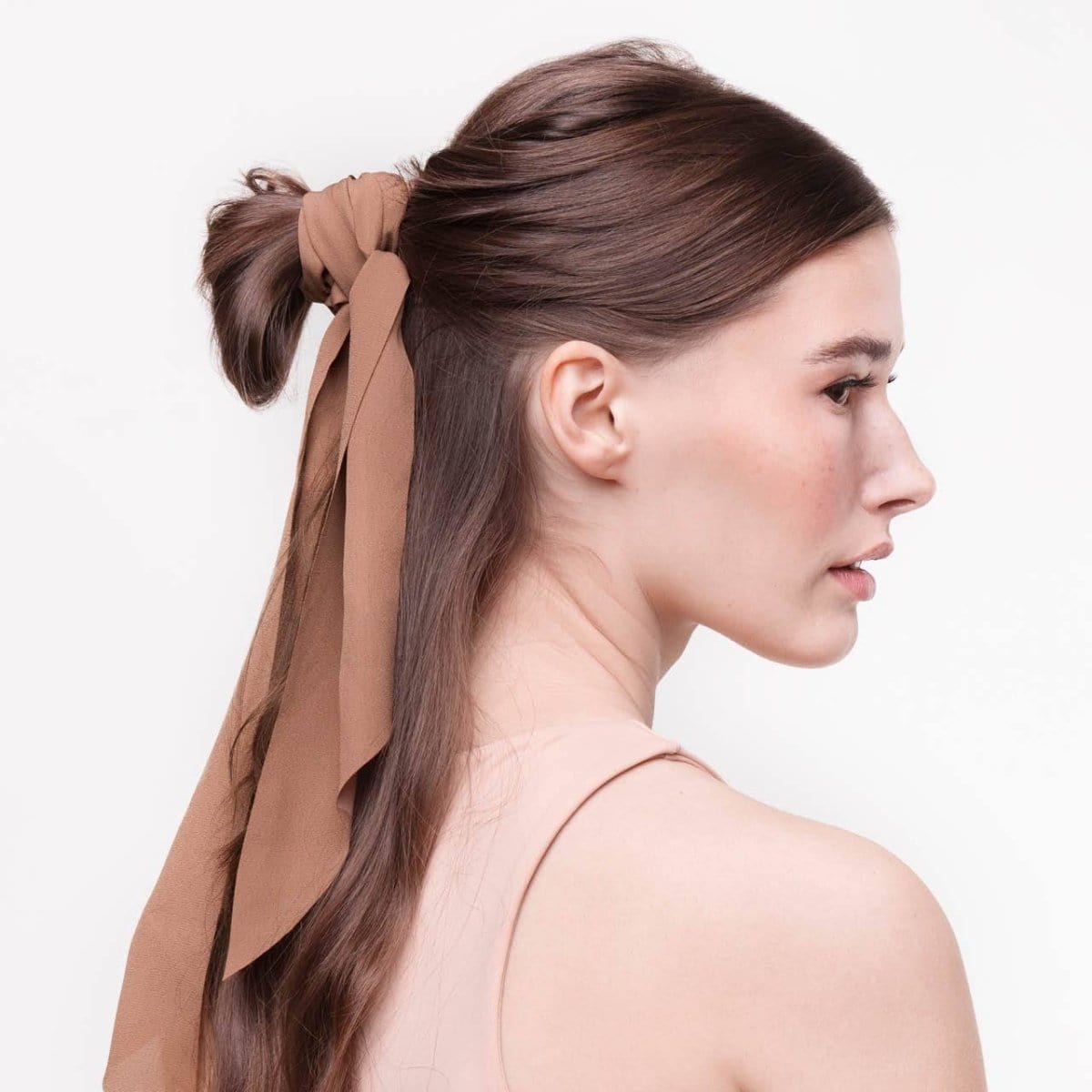 KITSCH Women's Crepe Scarf Scrunchie 2pc Set in Terra Cotta - terra cotta